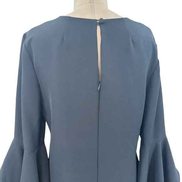 Milly Nicole Dress Mini Sheath 3/4 Length Bell Sleeves V-Neckline Blue Size 8 - Picture 8 of 12